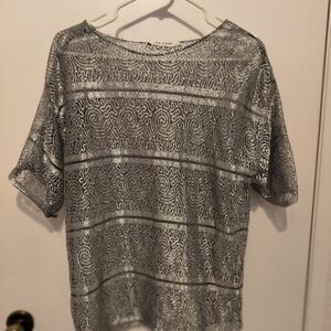 Vintage 1990's Tere Tereba Elegant Silver Swirl Women's Lacey Top. Size Medium.